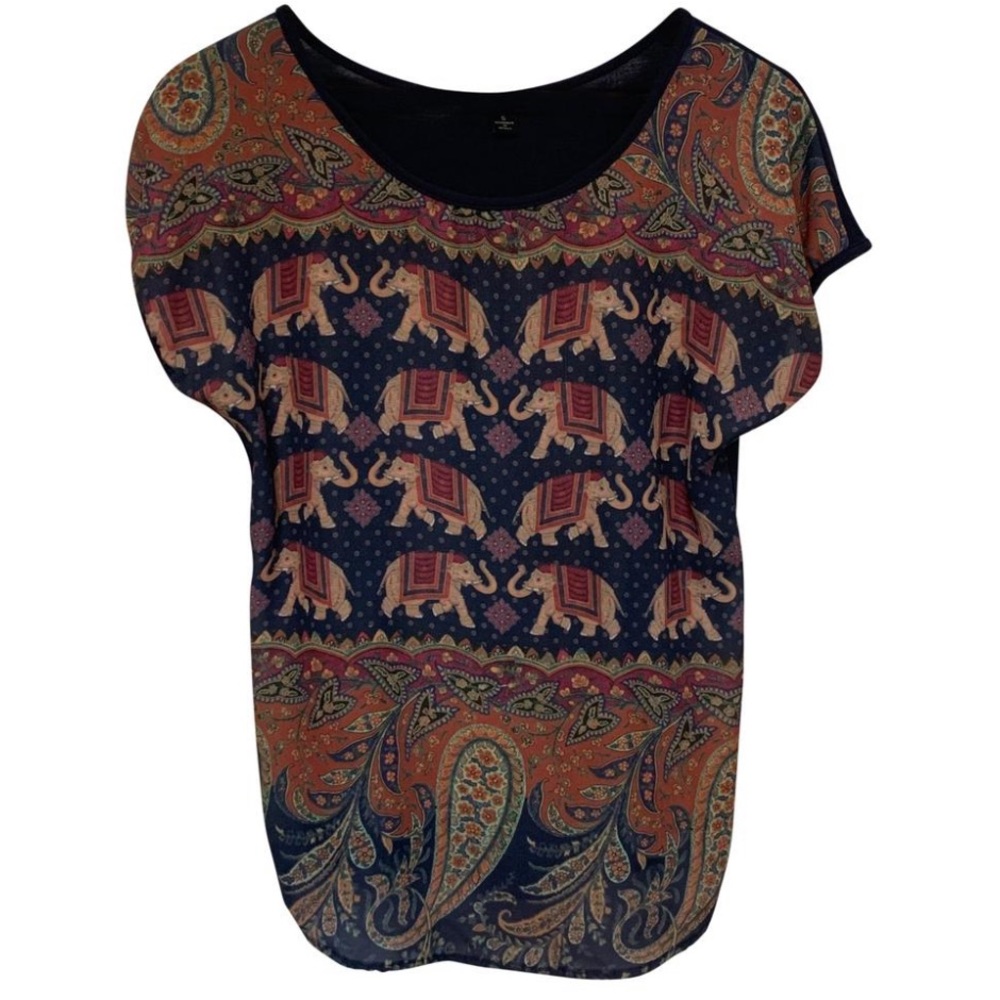 Elephant Print Detail Top